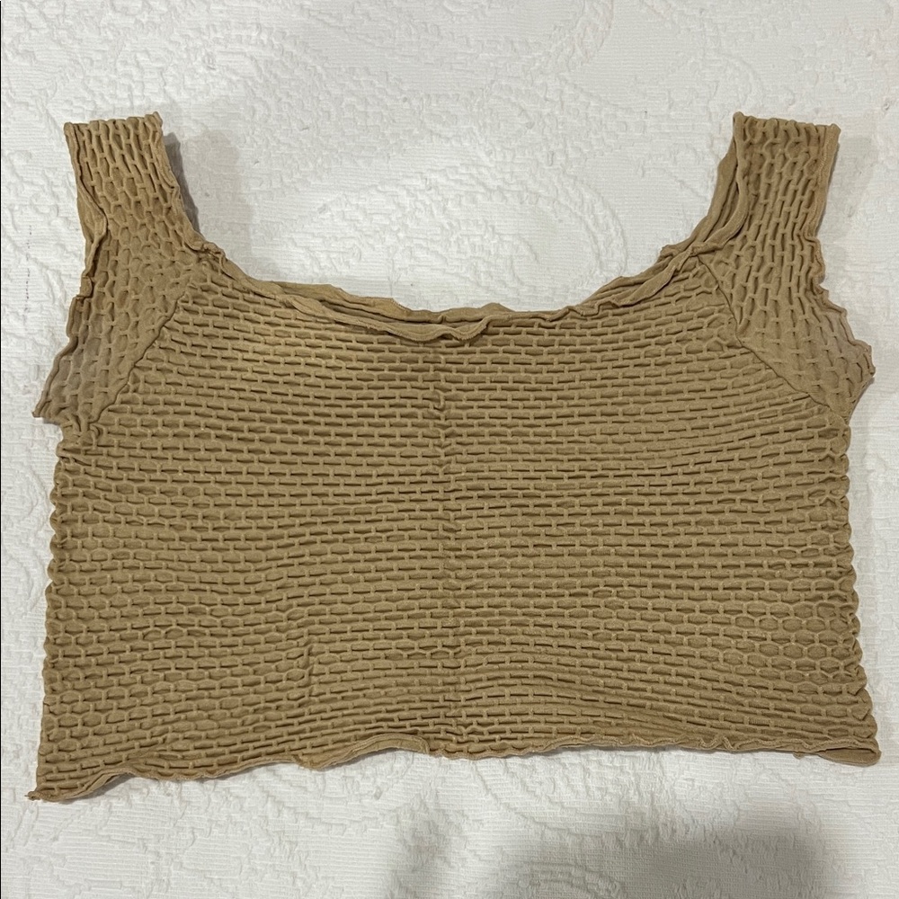 Fashion Nova Textured Brown Crop Top